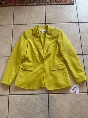 DKNY pale yellow Single-Button Notch Lapel Blazer